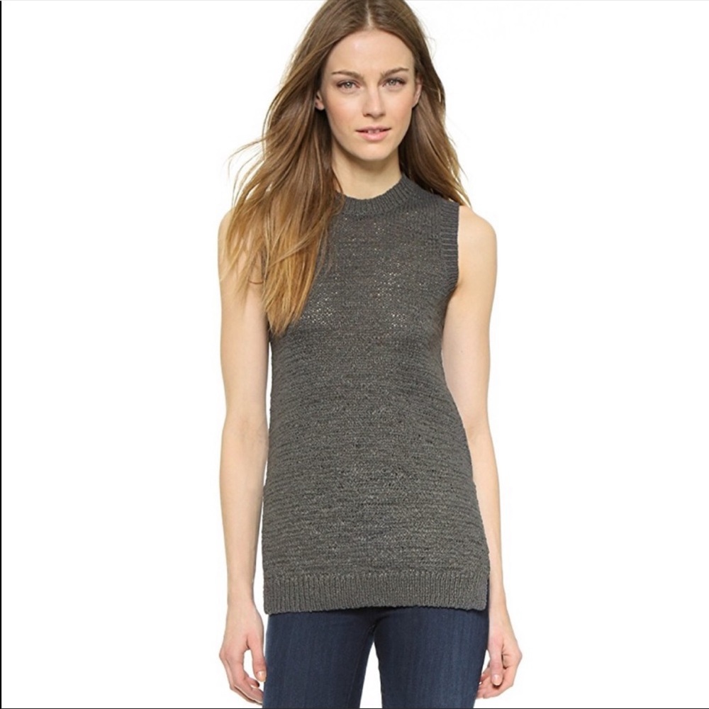 THEORY DARK GREEN KNITTED SWEATER VEST